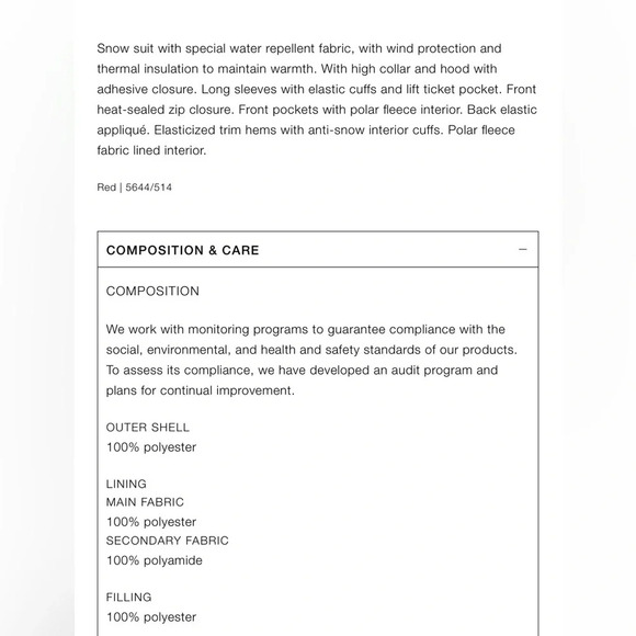 ZARA WATER REPELLENT AND WIND PROTECTION PADDED SNOW SUIT SKI COAT - Picture 8 of 8